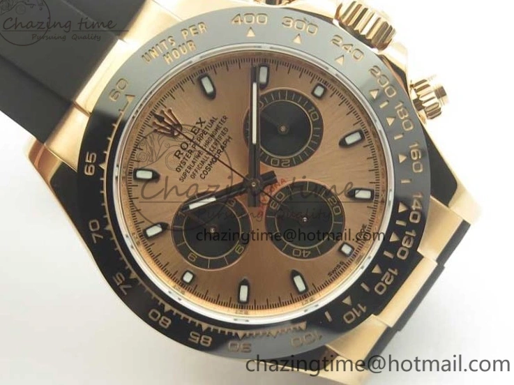 On Daytona Gold Black Super Clone Best Dial 116515 Edition 1:1 Rubber A4130 Strap Rose V2 ARF 1229